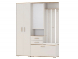 Прихожая Домино со шкафом Дуб Крафт Золотой, Кашемир серый