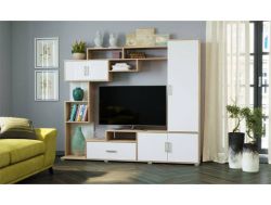 Стенка Пекин дуб сонома-белый глянец